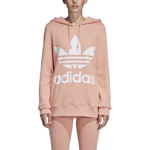 adidas pink trefoil hoodie